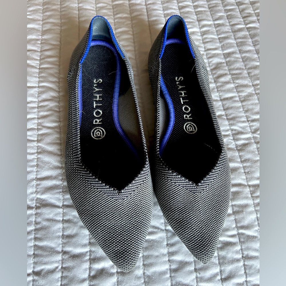 Rothy’s Pointed Toe Flats, Pebble Gray